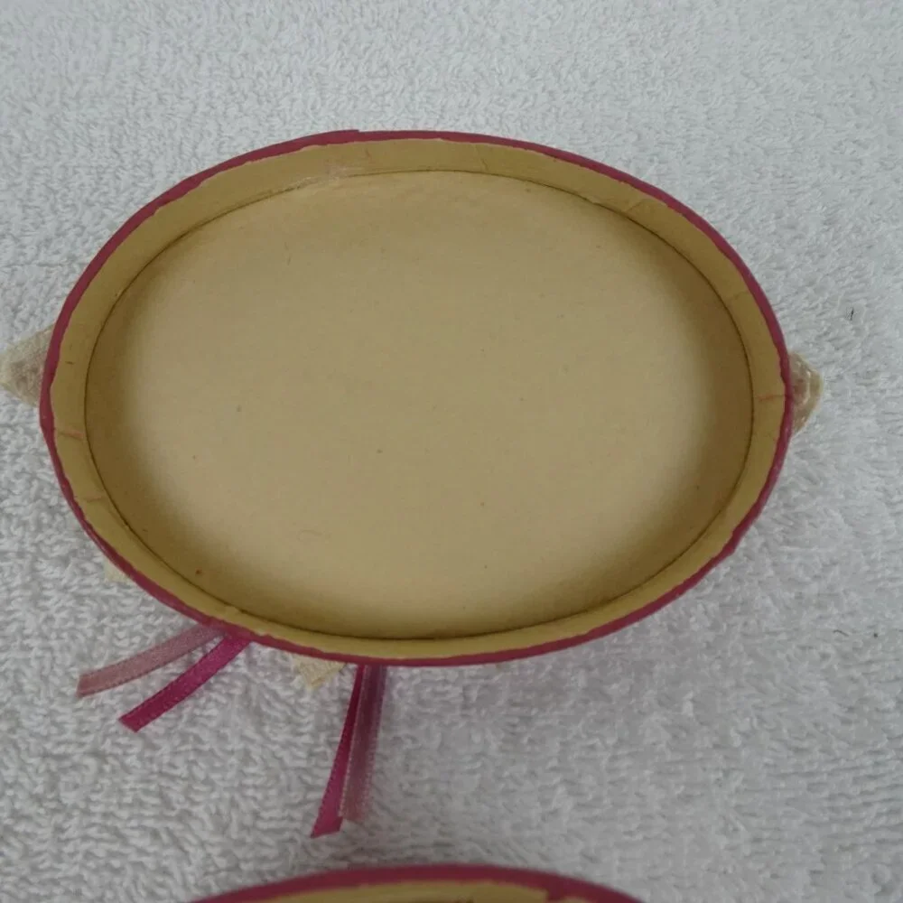 Vintage Sewing Box Pin Cushion Thread Button Organizer Storage 4 Inches Pink